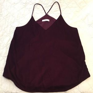 Burgundy Velvet V-neck Tank